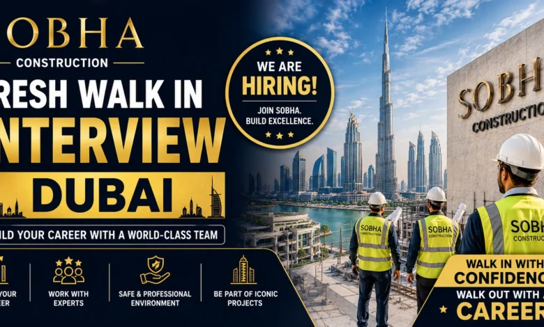 Sobha Construction Fresh Walk in Interview in Dubai
